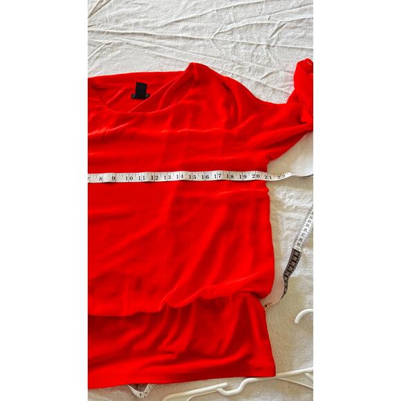 Ann Taylor Women’s Red Chiffon Layered Blouse Size L - Picture 5 of 7